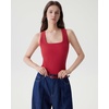 image:imageSUUKSESS Womens Padded Cotton Ribbed Tank Tops Square Neck Basic Tops  Basic Bulit in Bras Tank Tops Going Out Tank Slim Fit Sleeveless Racerback Soft BreathableRed