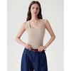 image:imageSUUKSESS Womens Padded Cotton Ribbed Tank Tops Square Neck Basic Tops  Basic Bulit in Bras Tank Tops Going Out Tank Slim Fit Sleeveless Racerback Soft BreathableKhaki