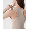 image:imageSUUKSESS Womens Padded Cotton Ribbed Tank Tops Square Neck Basic Tops  Basic Bulit in Bras Tank Tops Going Out Tank Slim Fit Sleeveless Racerback Soft BreathableKhaki