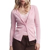 image:imageSUUKSESS Women Cashmere Lace Button Down Sweater Knit Long Sleeve TopsBaby Pink