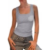image:imageSUUKSESS Womens Padded Cotton Ribbed Tank Tops Square Neck Basic Tops  Basic Bulit in Bras Tank Tops Going Out Tank Slim Fit Sleeveless Racerback Soft BreathableGray