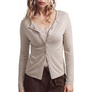 image:imageSUUKSESS Women Cashmere Lace Button Down Sweater Knit Long Sleeve TopsOatmeal